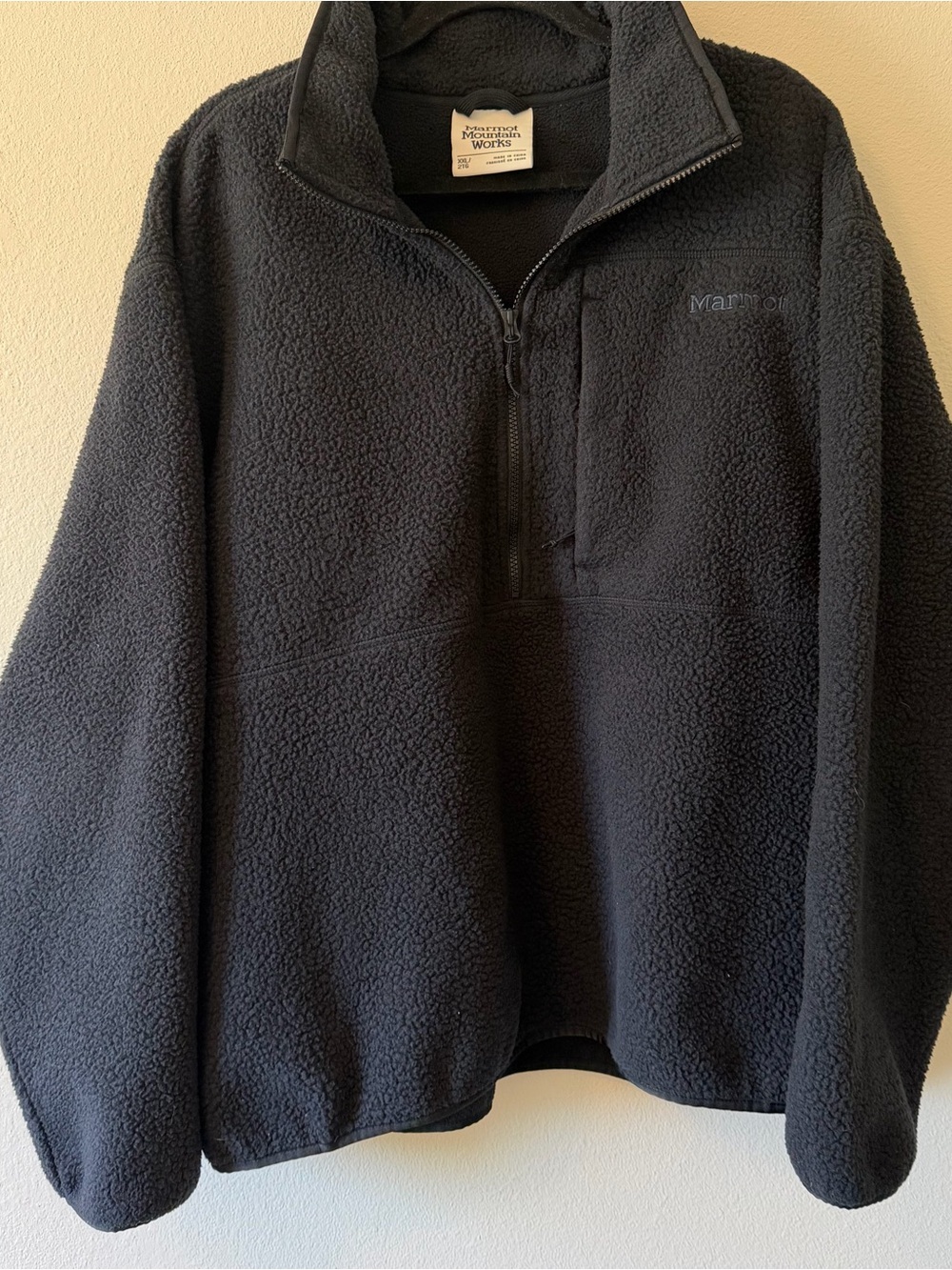 Marmot Men’s Aros Fleece 1/2 Zip Pullover Jacket Black Size XXL FLAW
